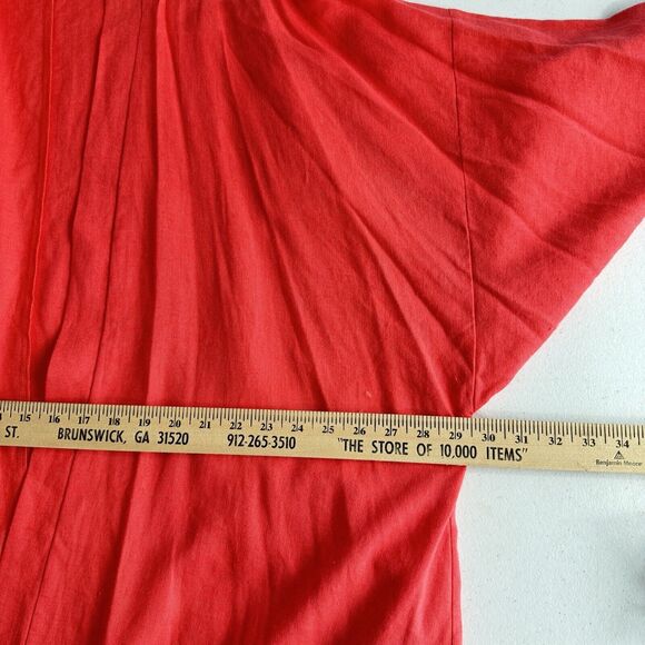 Maggie Barnes Flax Blend Open Front Blazer Jacket Size 30W Coral Pink Relaxed - Picture 7 of 9